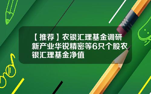 【推荐】农银汇理基金调研新产业华锐精密等6只个股农银汇理基金净值