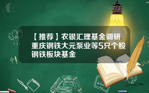 【推荐】农银汇理基金调研重庆钢铁大元泵业等5只个股钢铁板块基金