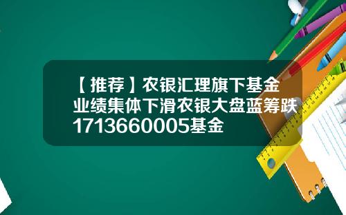 【推荐】农银汇理旗下基金业绩集体下滑农银大盘蓝筹跌1713660005基金