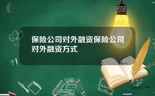 保险公司对外融资保险公司对外融资方式