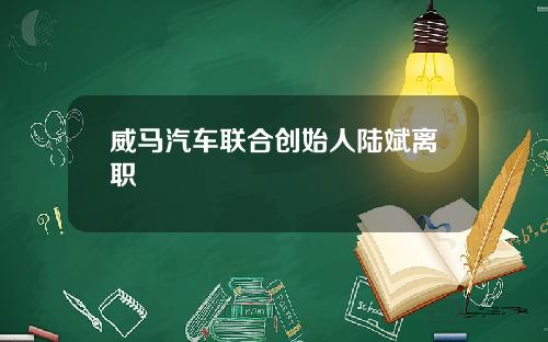 威马汽车联合创始人陆斌离职