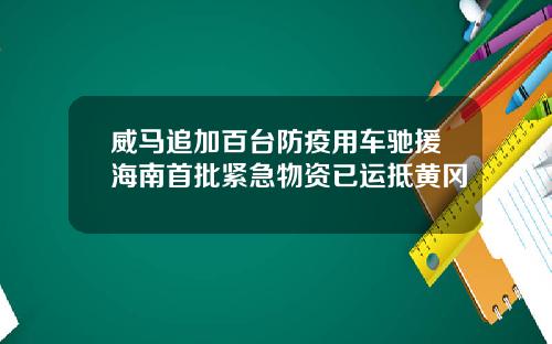 威马追加百台防疫用车驰援海南首批紧急物资已运抵黄冈