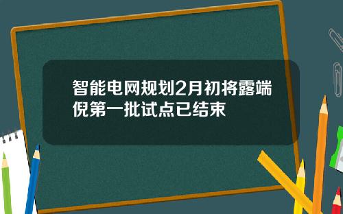 智能电网规划2月初将露端倪第一批试点已结束