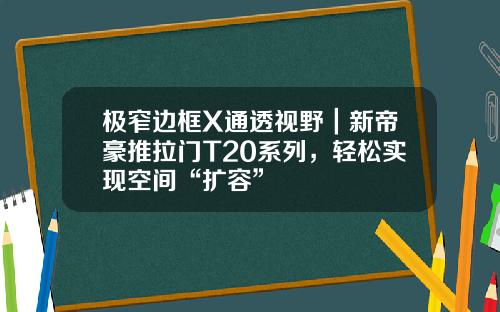 极窄边框X通透视野｜新帝豪推拉门T20系列，轻松实现空间“扩容”