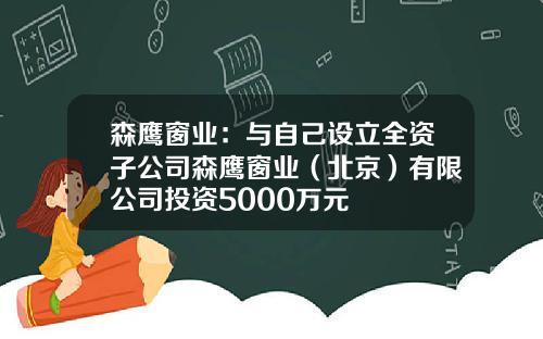 森鹰窗业：与自己设立全资子公司森鹰窗业（北京）有限公司投资5000万元