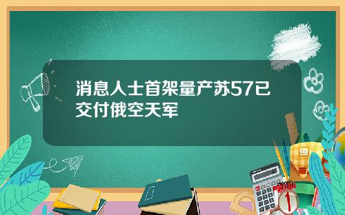 消息人士首架量产苏57已交付俄空天军