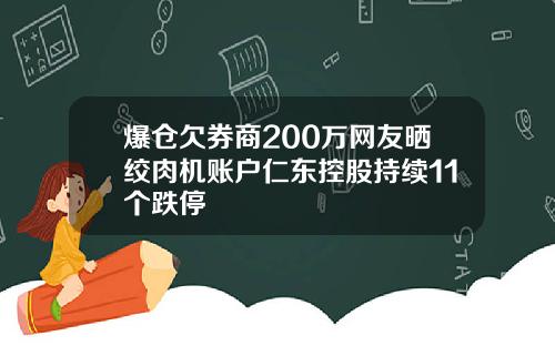 爆仓欠券商200万网友晒绞肉机账户仁东控股持续11个跌停