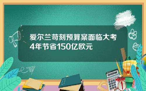 爱尔兰苛刻预算案面临大考4年节省150亿欧元