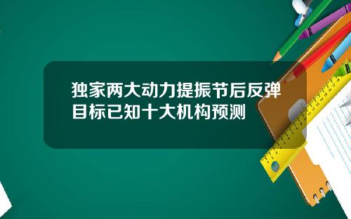 独家两大动力提振节后反弹目标已知十大机构预测