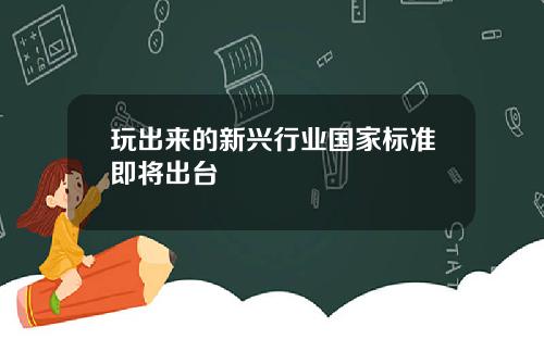 玩出来的新兴行业国家标准即将出台