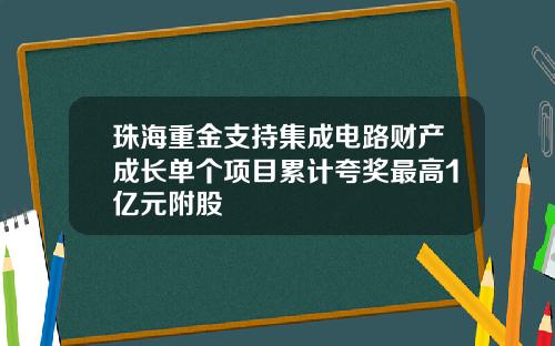 珠海重金支持集成电路财产成长单个项目累计夸奖最高1亿元附股