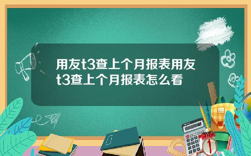 用友t3查上个月报表用友t3查上个月报表怎么看