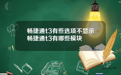 畅捷通t3有些选项不显示畅捷通t3有哪些模块