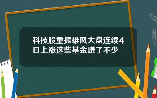 科技股重振雄风大盘连续4日上涨这些基金赚了不少