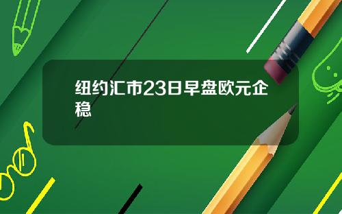 纽约汇市23日早盘欧元企稳