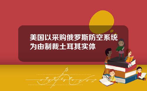 美国以采购俄罗斯防空系统为由制裁土耳其实体