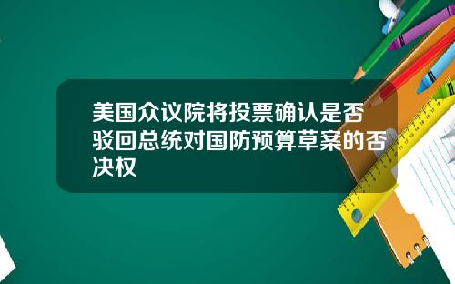 美国众议院将投票确认是否驳回总统对国防预算草案的否决权