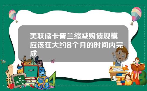 美联储卡普兰缩减购债规模应该在大约8个月的时间内完成