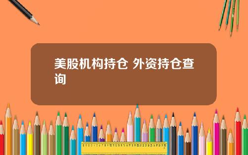 美股机构持仓 外资持仓查询