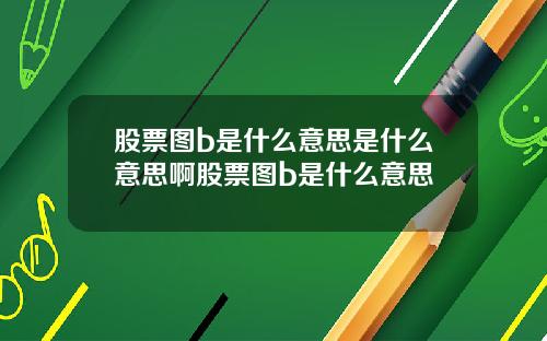 股票图b是什么意思是什么意思啊股票图b是什么意思