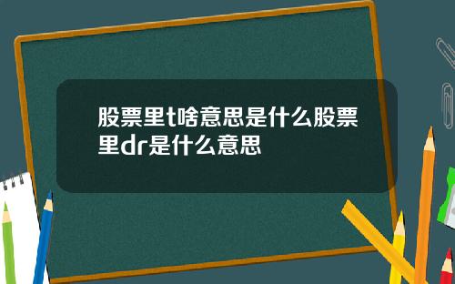 股票里t啥意思是什么股票里dr是什么意思