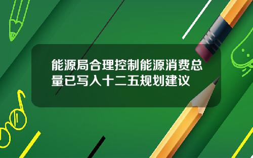 能源局合理控制能源消费总量已写入十二五规划建议