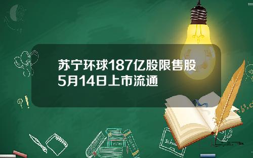 苏宁环球187亿股限售股5月14日上市流通