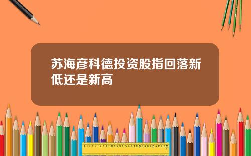 苏海彦科德投资股指回落新低还是新高