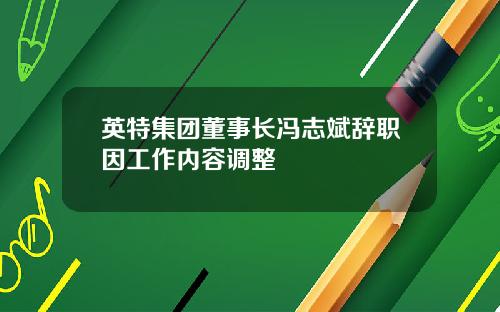 英特集团董事长冯志斌辞职因工作内容调整