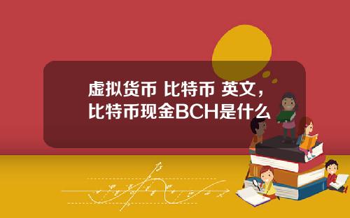 虚拟货币 比特币 英文，比特币现金BCH是什么