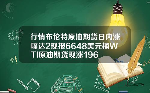 行情布伦特原油期货日内涨幅达2现报6648美元桶WTI原油期货现涨196