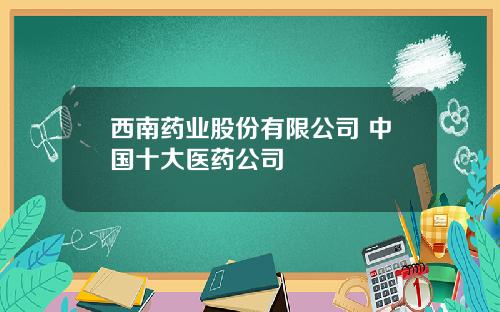 西南药业股份有限公司 中国十大医药公司