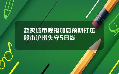 赵爽城市晚报加息预期打压股市沪指失守5日线