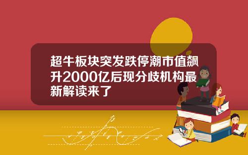 超牛板块突发跌停潮市值飙升2000亿后现分歧机构最新解读来了