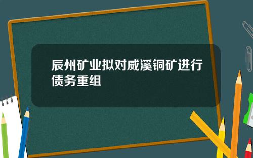 辰州矿业拟对威溪铜矿进行债务重组