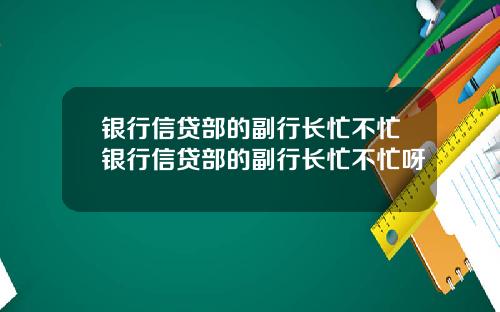 银行信贷部的副行长忙不忙银行信贷部的副行长忙不忙呀