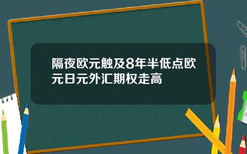 隔夜欧元触及8年半低点欧元日元外汇期权走高