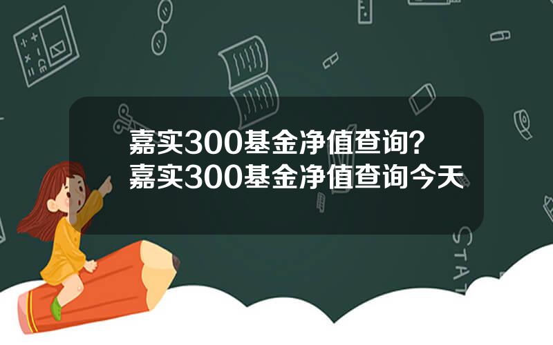 嘉实300基金净值查询？嘉实300基金净值查询今天