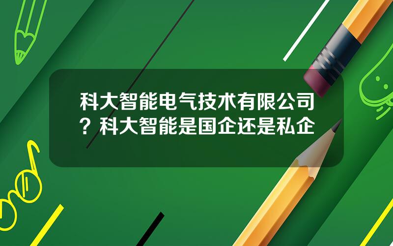 科大智能电气技术有限公司？科大智能是国企还是私企