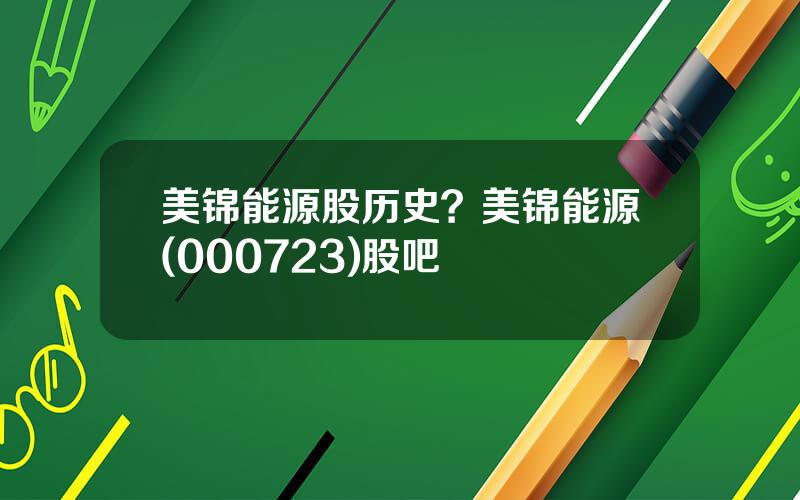 美锦能源股历史？美锦能源(000723)股吧