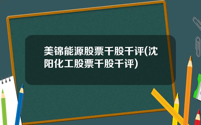 美锦能源股票千股千评(沈阳化工股票千股千评)