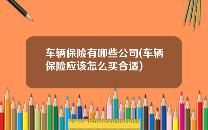 车辆保险有哪些公司(车辆保险应该怎么买合适)