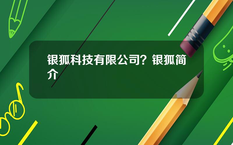 银狐科技有限公司？银狐简介